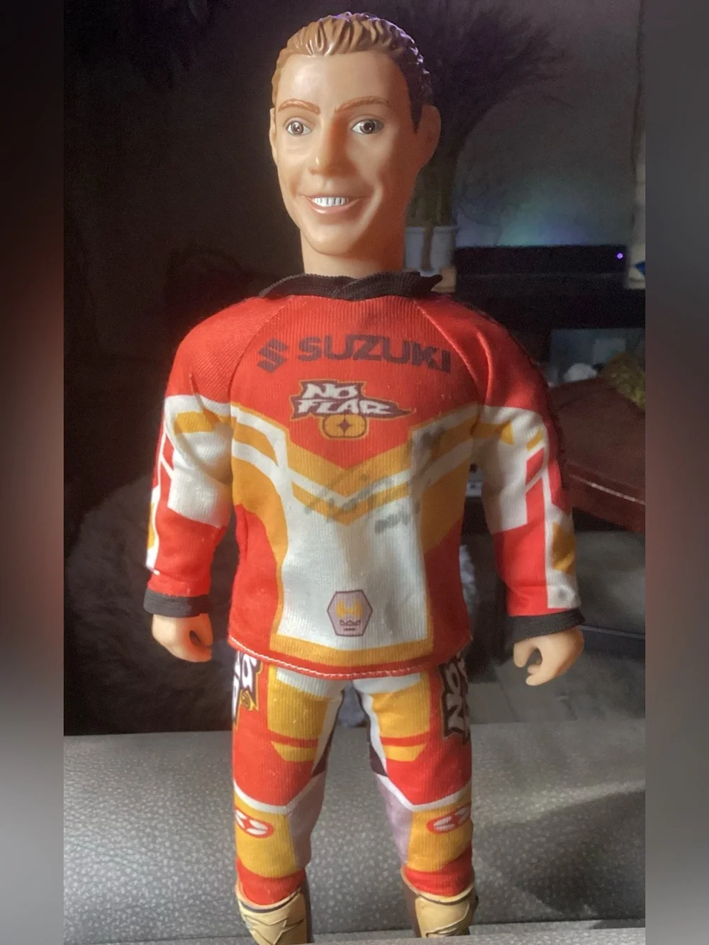 Travis Pastrana MX Allstars Suzuki “No Fear” Freestyle 16” Action Figure, Signed